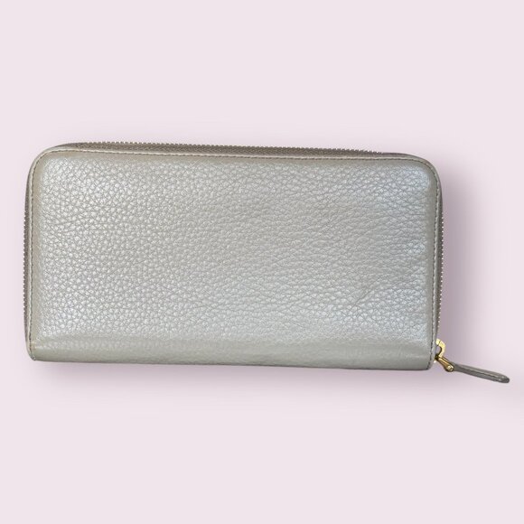 Authentic Prada Taupe Pebbled Leather Zip Around Wallet - Picture 3 of 9